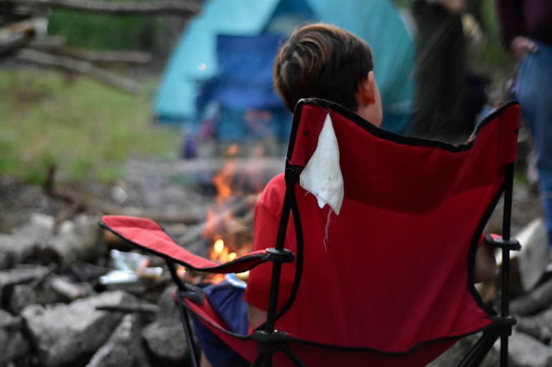 Camper at a campfire